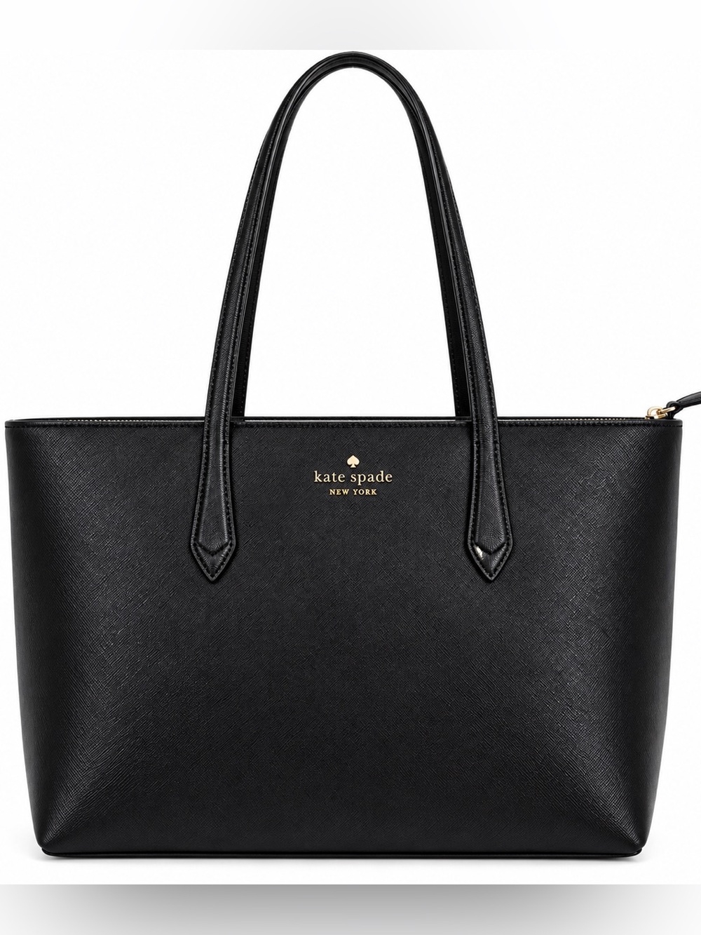 kate spade Black Saffiano Leather Tote with Gold Logo